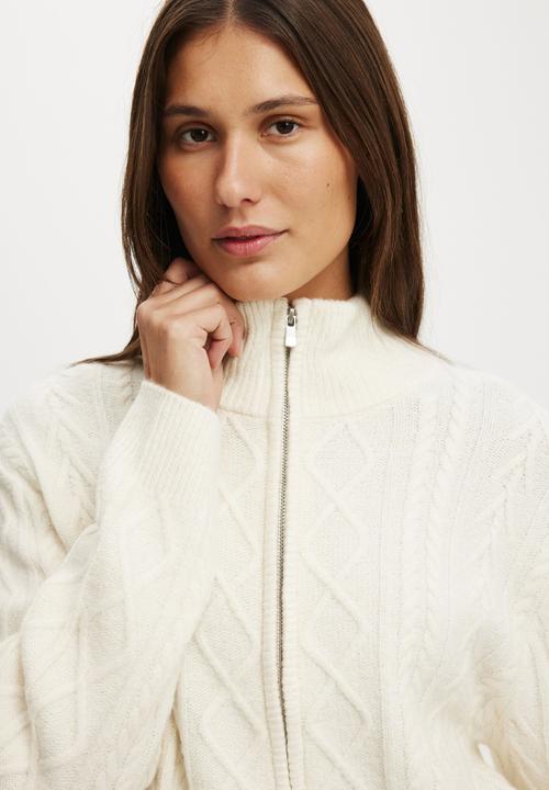 Cotton On - Cable knit bomber - porcelain cable