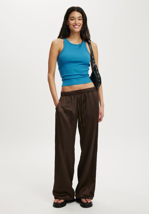 Cotton On - Low waist satin pant - rich mocha