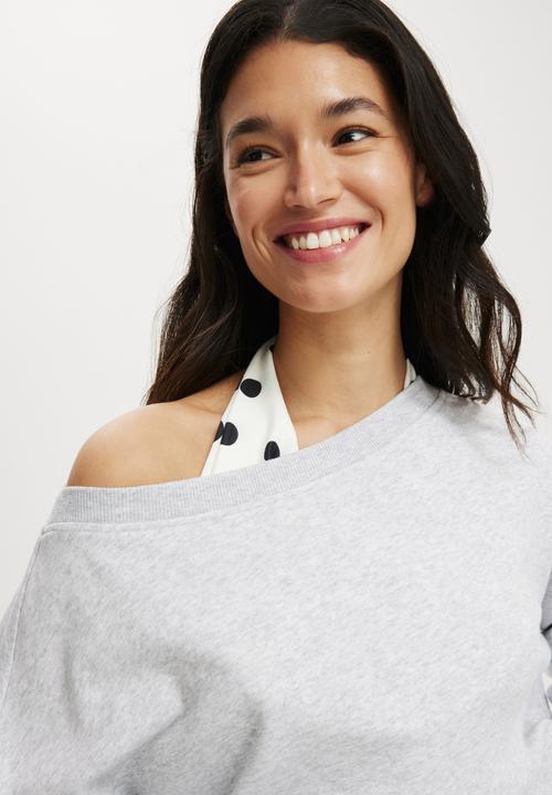Cotton On - Off shoulder sweatshirt - soft grey marle
