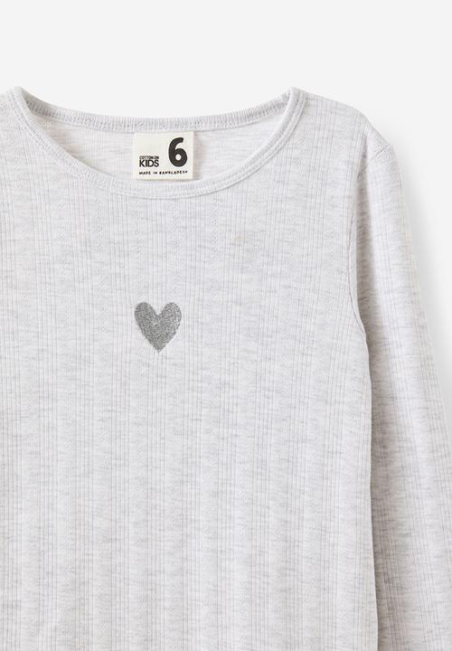 Cotton On - Jade Crew - Snow Marle/Heart