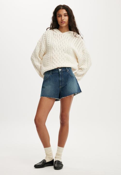 Cotton On - Oversized cable hoody - porcelain
