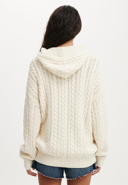 Cotton On - Oversized cable hoody - porcelain
