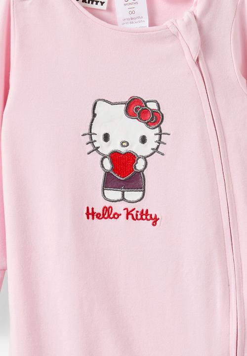 Cotton On - The Long Sleeve Zip Romper License - Lcn San Tea Party Pink /Hello Kitty