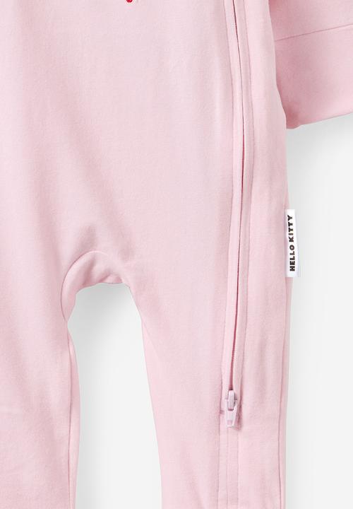 Cotton On - The Long Sleeve Zip Romper License - Lcn San Tea Party Pink /Hello Kitty
