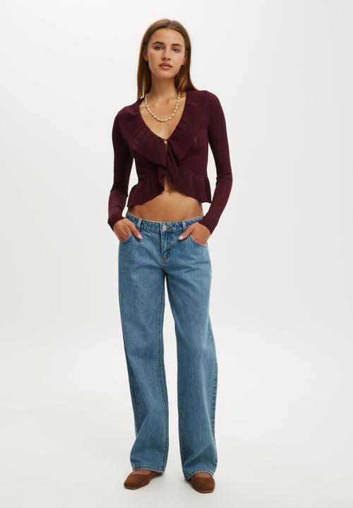Cotton On - Ruffle knit cardi - sour cherry