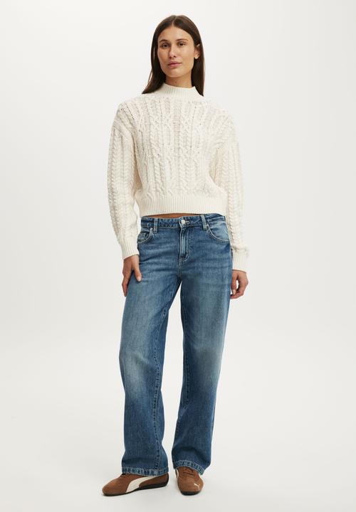 Cotton On - Boxy Mock Neck Knit Sweater - porcelain