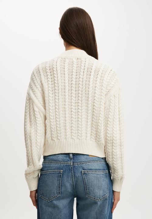 Cotton On - Boxy Mock Neck Knit Sweater - porcelain