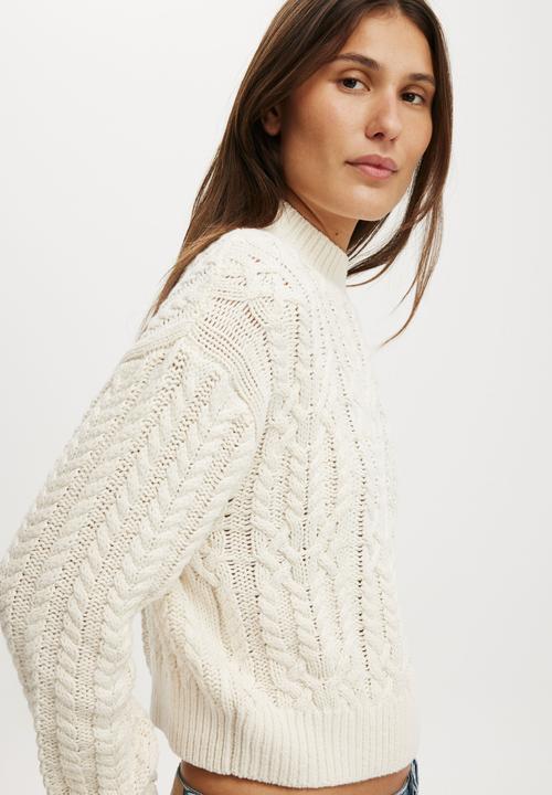 Cotton On - Boxy Mock Neck Knit Sweater - porcelain