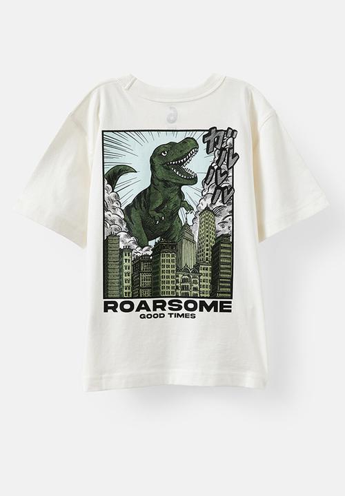 Cotton On - Jonny Short Sleeve Graphic Print Tee - Vanilla/Roarsome Good Times