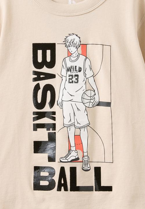 Cotton On - Jonny Short Sleeve Graphic Print Tee - Rainy Day/Basketball 23