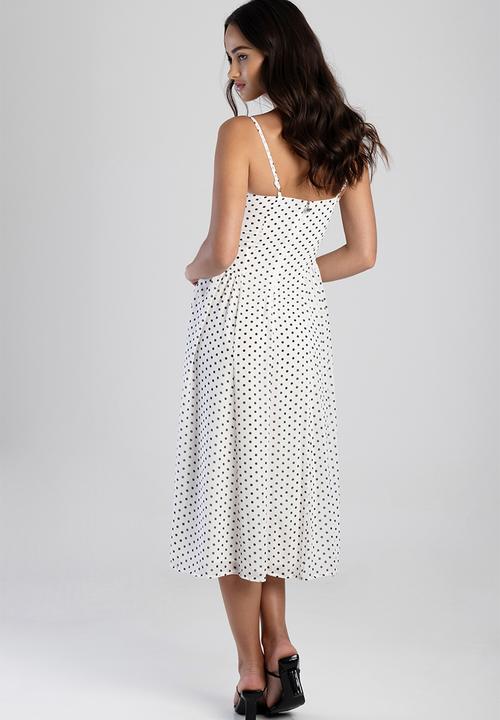 SISSY BOY - One Of A Kind Midi Dress With An Underbust Cutline And Gauging - Off White