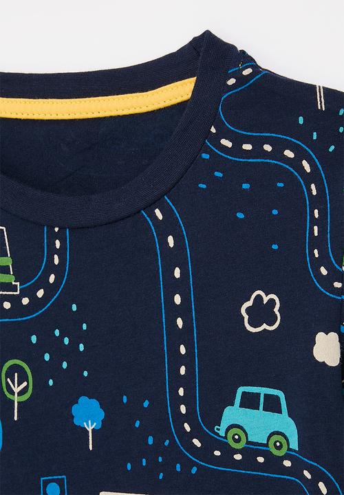 Pop Candy - Road map printed tee - navy blue
