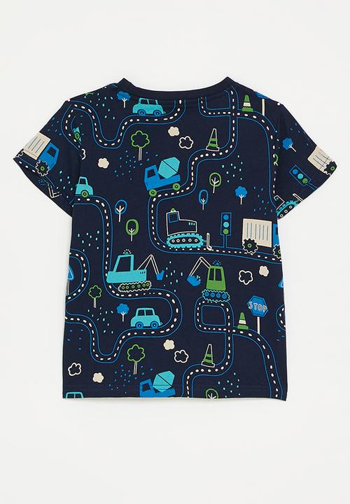 Pop Candy - Road map printed tee - navy blue