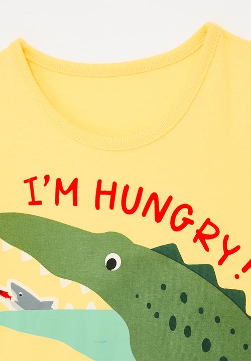 Pop Candy - Mosasaurus graphic tee - custard yellow/i'm hungry
