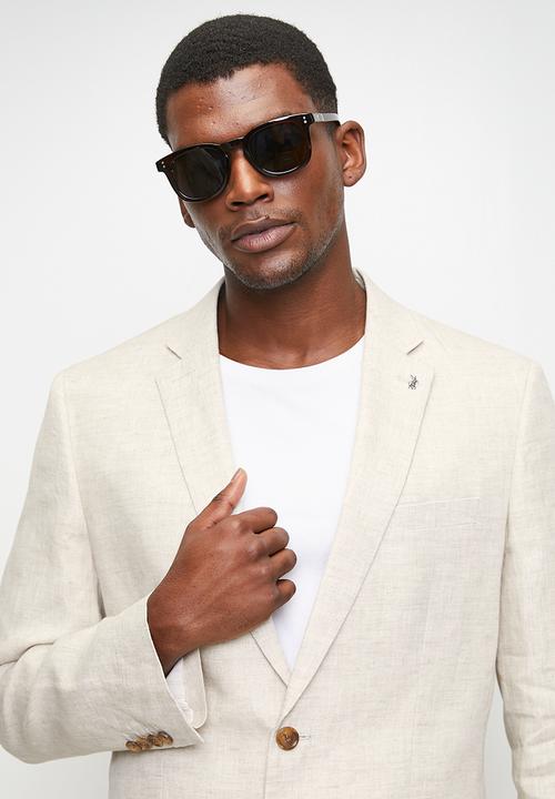 POLO - WAYNE  CUSTOM FIT LINEN BLAZER - STONE