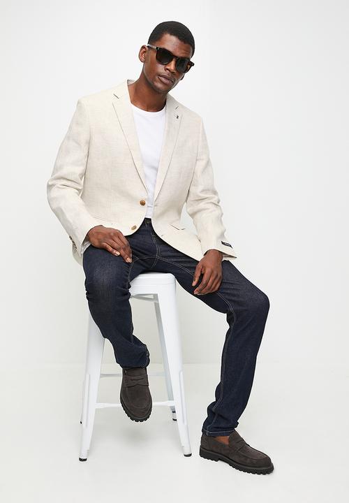 POLO - WAYNE  CUSTOM FIT LINEN BLAZER - STONE