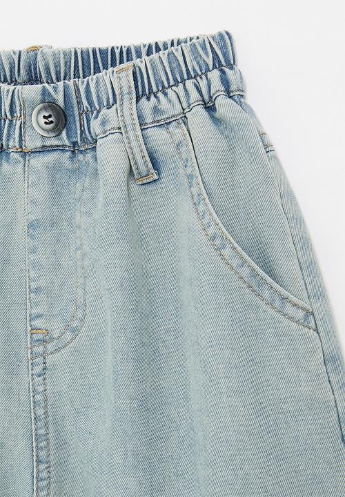 Pop Candy - Wide leg jeans with elasticated waist - blue denim