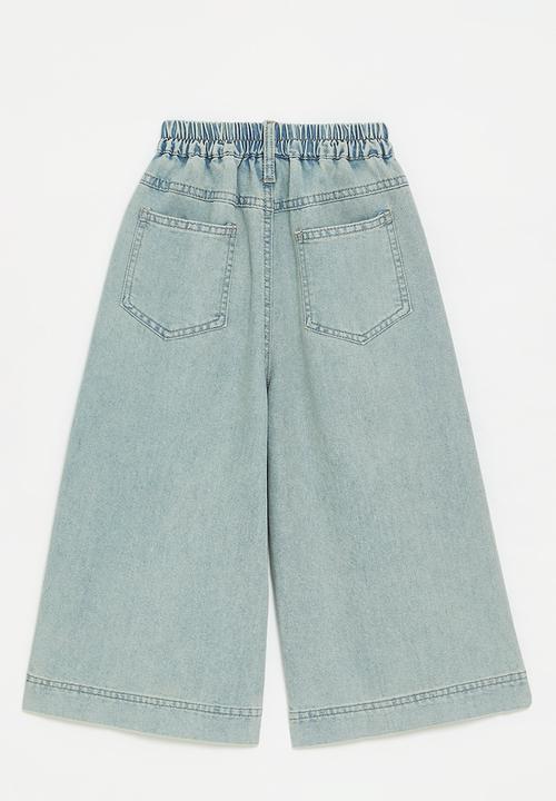 Pop Candy - Wide leg jeans with elasticated waist - blue denim