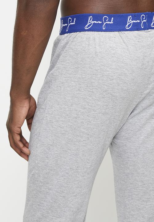 Brave Soul - Loungewear Pant - Light Grey Marl/ Royal/ Optic White