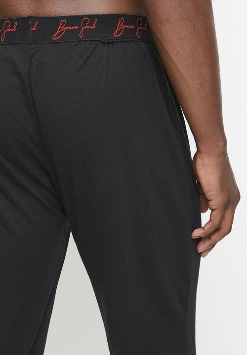 Brave Soul - Loungewear Pant - Jet Black/ Jet Black/ Red