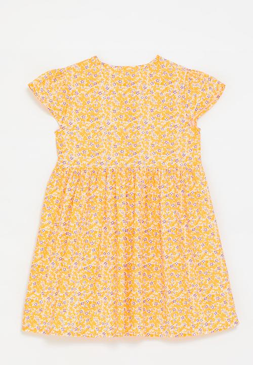 Pop Candy - Ditsy floral button down dress - light orange
