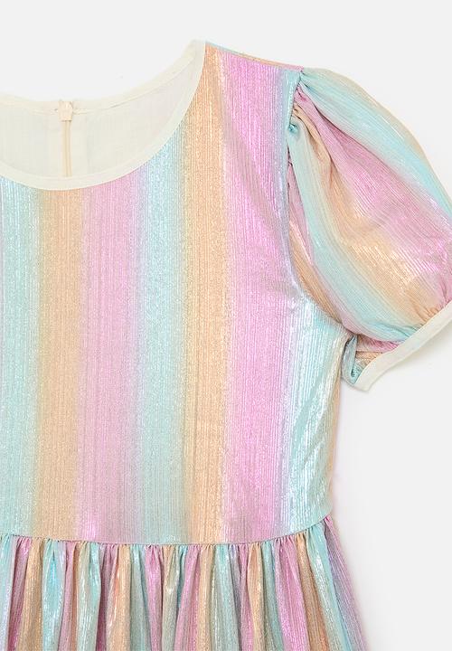 Pop Candy - Metallic skater dress with frilled hem - multicolour 
