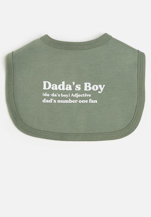 Cotton On - 2 pack the baby bib - snow marle bear kiss & swag green dada's boy