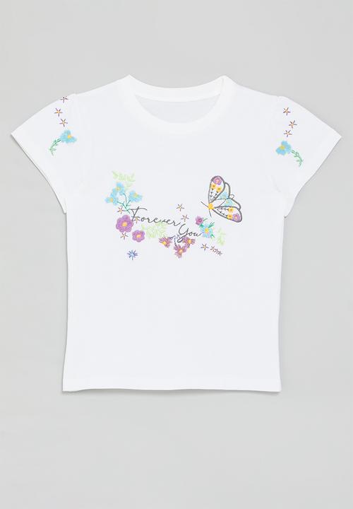 Pop Candy - Embroidered slogan and graphic tee - white/forever you