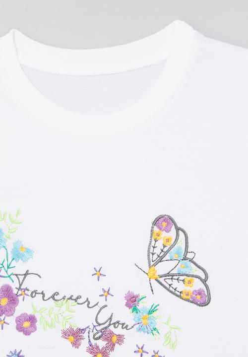 Pop Candy - Embroidered slogan and graphic tee - white/forever you