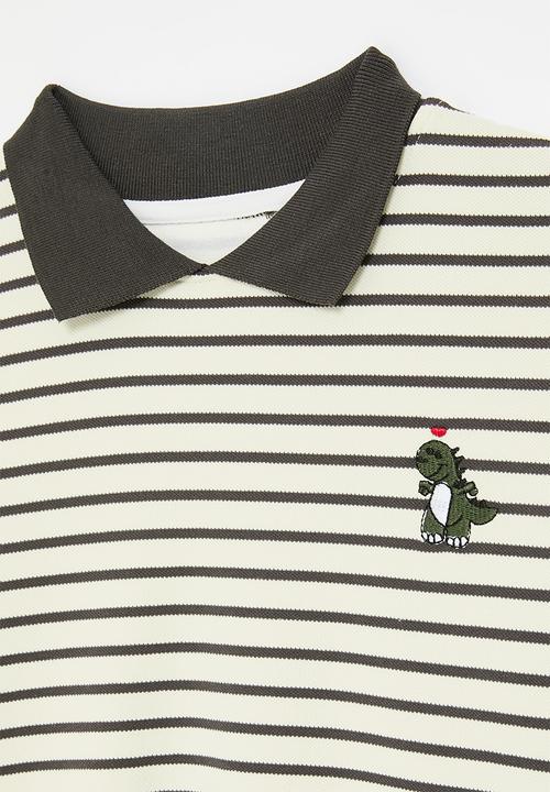 Pop Candy - Collared sweat top - grey stripe/black