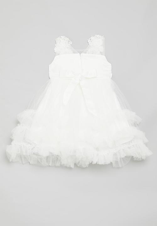 Pop Candy - Applique bows bodice occasion dress - white