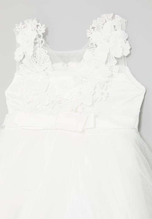 Pop Candy - Applique bows bodice occasion dress - white