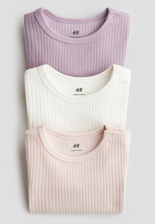 H&M - 3-Pack ribbed bodysuits - light pink/purple/white