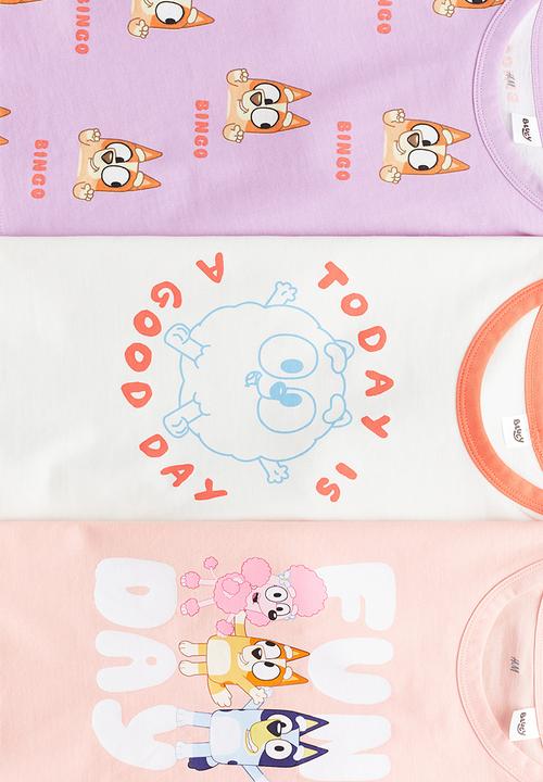 H&M - 3-Pack printed jersey tops - peach/bluey