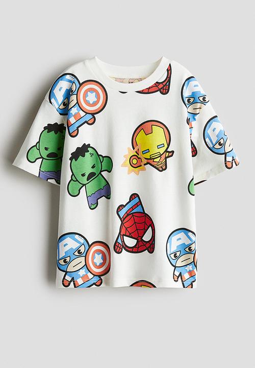 H&M - Oversized printed T-shirt - white/marvel comics