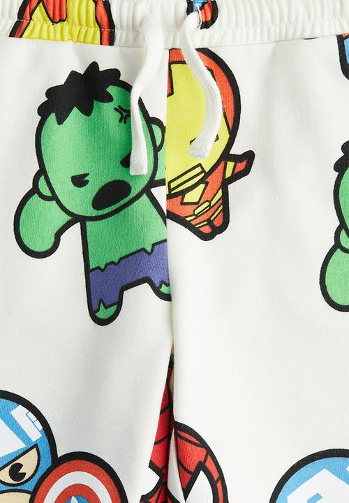 H&M - Printed sweatshirt shorts - white marvel comics