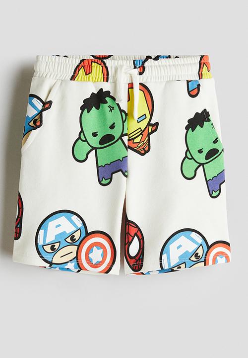 H&M - Printed sweatshirt shorts - white marvel comics