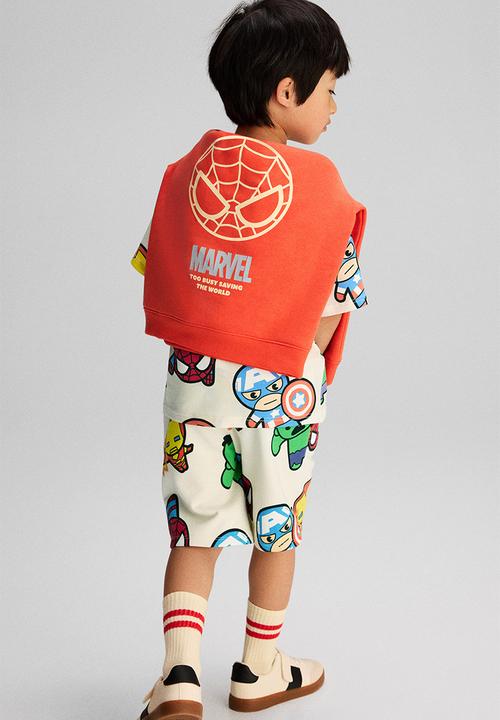 H&M - Printed sweatshirt shorts - white marvel comics