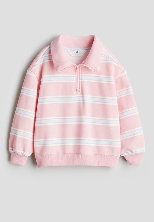 H&M - Zip-top sweatshirt - light pink striped