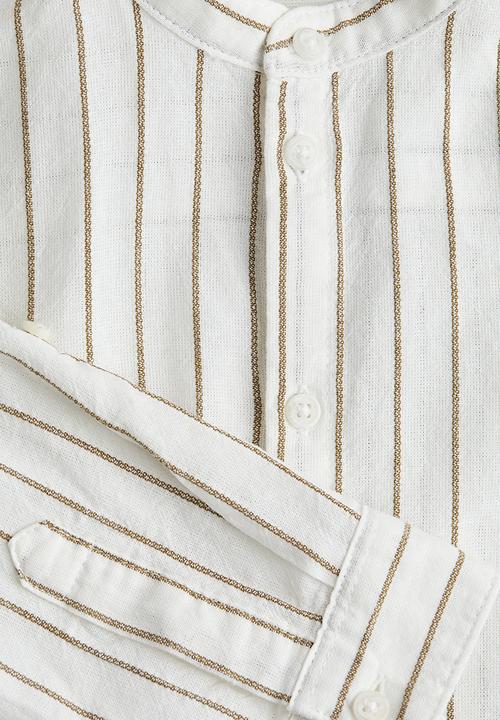 H&M - Cotton grandad shirt - white striped