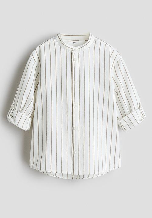 H&M - Cotton grandad shirt - white striped