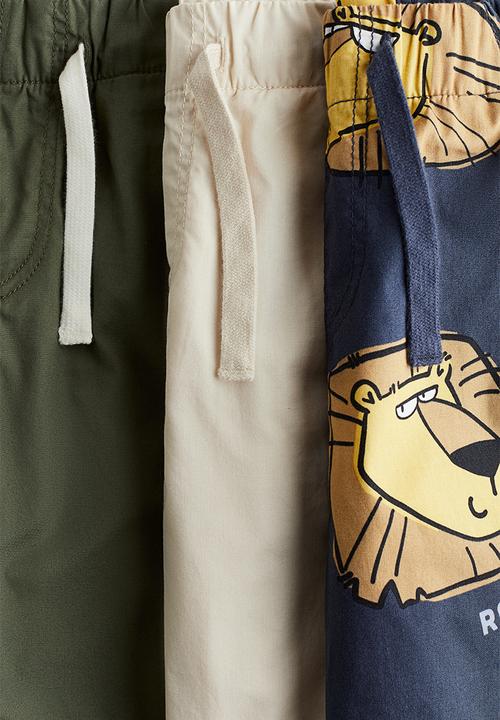 H&M - 3-Pack cotton shorts - navy blue/lions