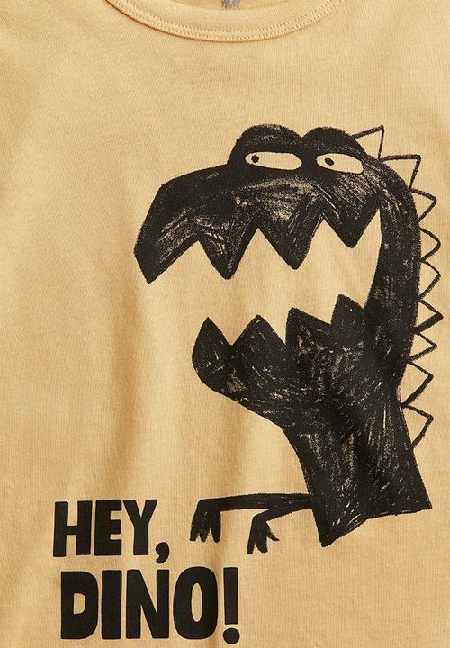 H&M - Printed cotton T-shirt - yellow/hey dino