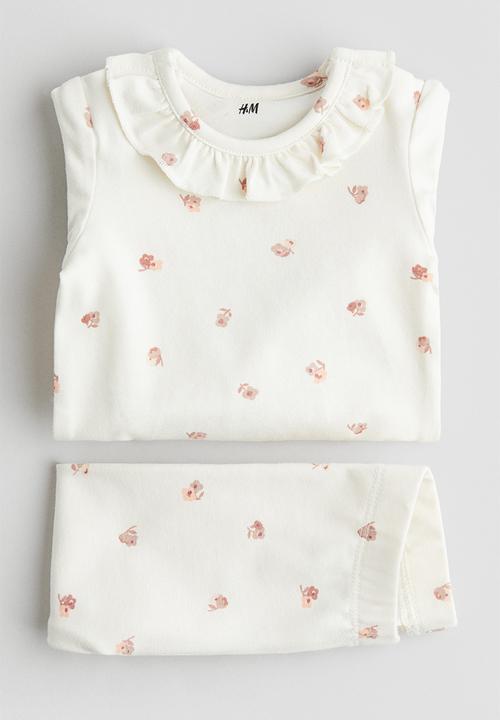 H&M - 2-Piece cotton jersey set - white floral 