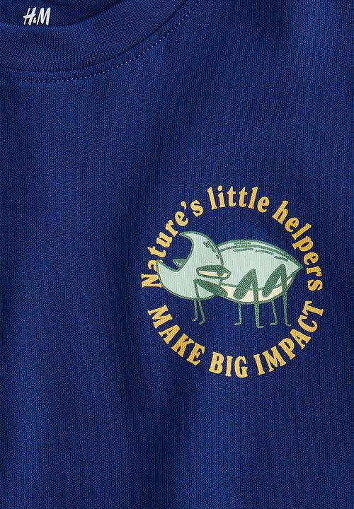 H&M - Printed T-shirt - bright blue/bug