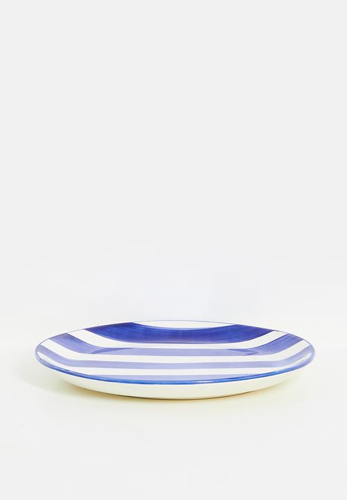 Urchin Art - Stripe side plate - Blue