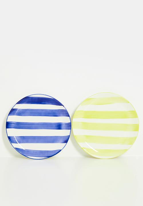 Urchin Art - Stripe side plate - Blue