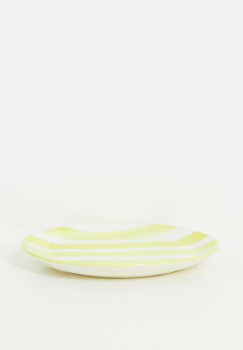 Urchin Art - Stripe side plate - Butter Yellow
