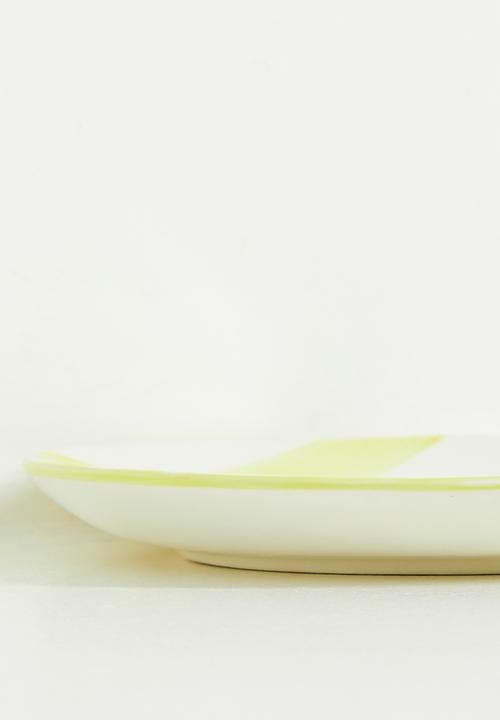 Urchin Art - Stripe side plate - Butter Yellow
