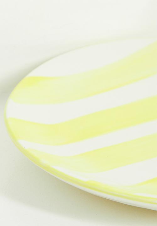 Urchin Art - Stripe side plate - Butter Yellow